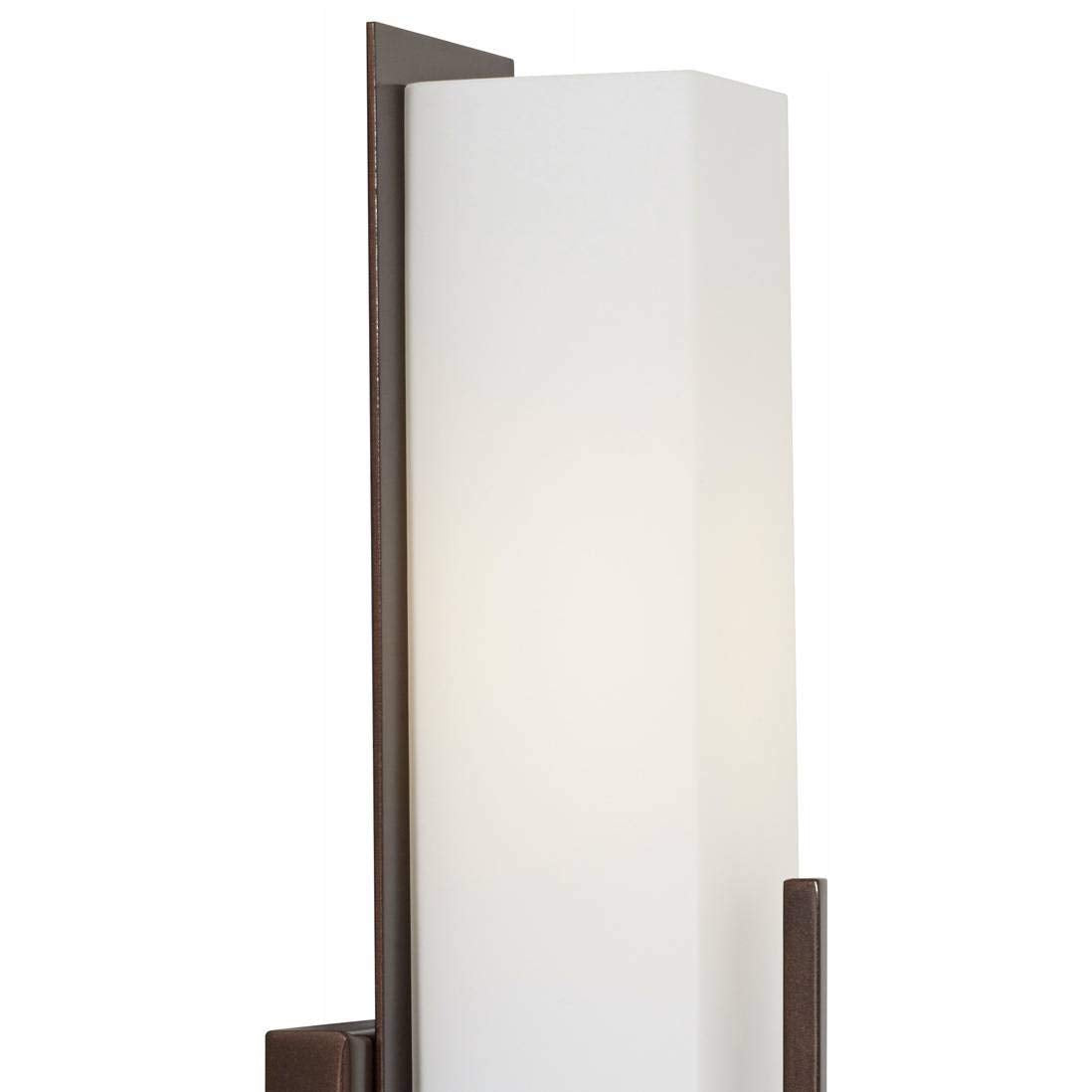 Possini Euro Design Midtown Modern Wall Light Sconce Bronze Hardwired 4 1/2'' Fixture Opal White Glass Rectangular Shade For Bed