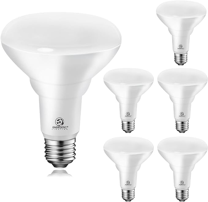 Energetic BR30 LED Recessed Light Bulb, 9W=75W, 6000K Cool Daylight, 900LM, Dimmable Ceiling Flood Light Bulb for Cans, CRI80+, UL Listed 6-Pack