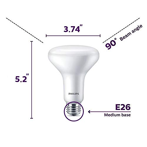 Philips LED BR30 Light Bulb, Dimmable, 650 Lumen, Daylight 5000K, 7.5W=65W, E26 Base, 6-Pack