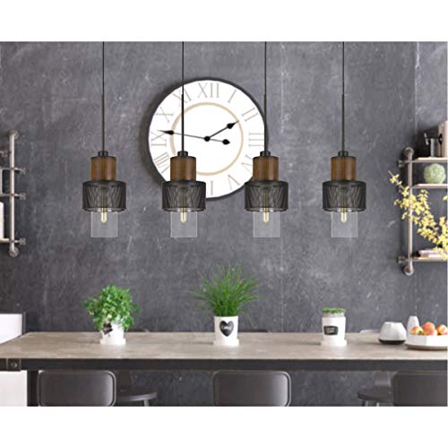 Cal Lighting FX-3726-1P Transitional One Light Pendant, 8 inches, Black Finish, Metal/Glass/Pine Wood