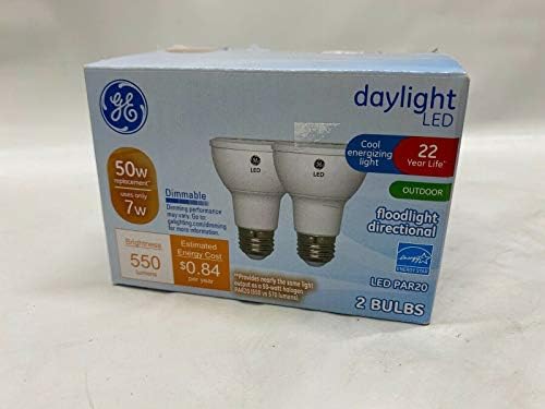 GE Dimmable Par20 LED Light Bulbs, 50W Equivalent, Daylight, 2 Count, Model B08M7GPNQ8, Copper Material