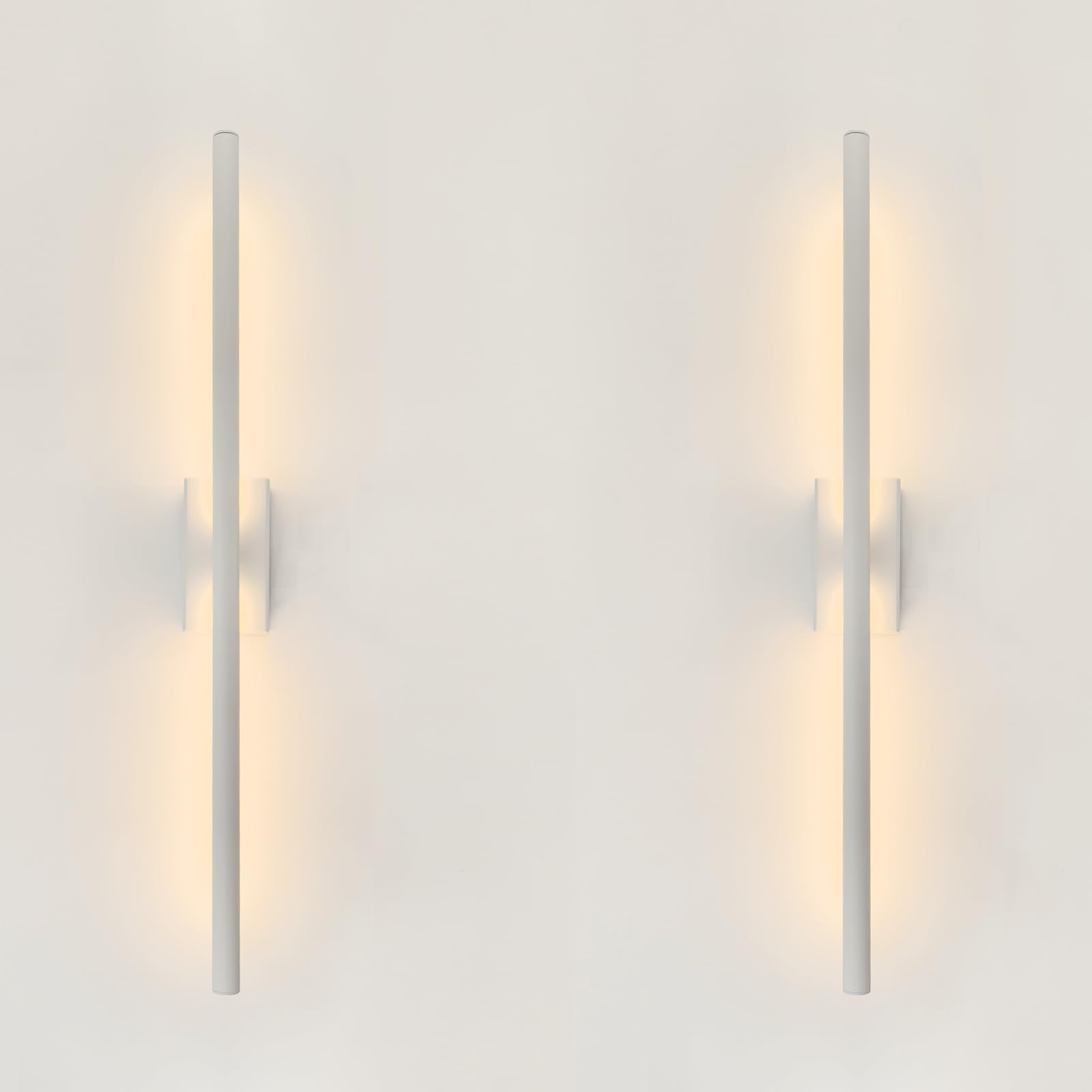 Reddragon lighting Set of 2 Hardwired Slim Long White Wall Sconces Narrow Minimalist Linear Vanity Wall Lights for Bathroom Bedr