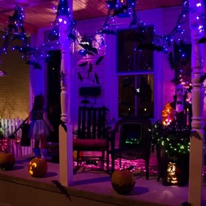 Dazzle Bright Purple & Orange Halloween 33FT 100 LED String Lights, Waterproof Connectable String Lights, Plug in Halloween Deco