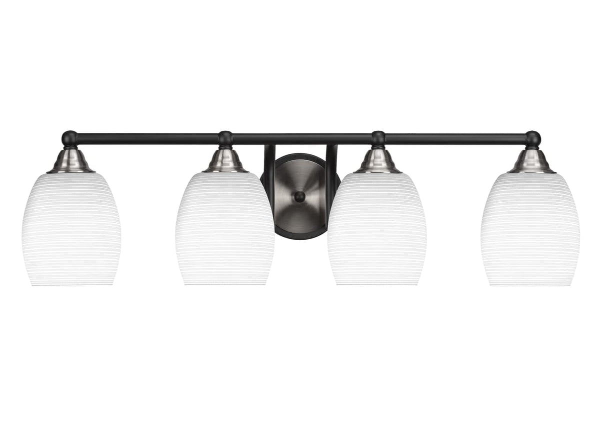 Toltec Lighting Paramount 4 Light Bath Bar In Matte Black & Brushed Nickel (3424-Mbbn-4021)