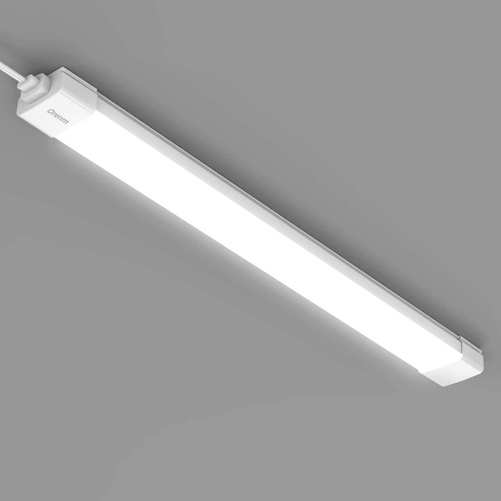 Plug & Play Linkable Waterproof Led Tube Light - 2Ft, 18W, 5000K With Switch Cord, Easy Ceiling/Wall Installation For Garage, Under Cabinet, Shop Light