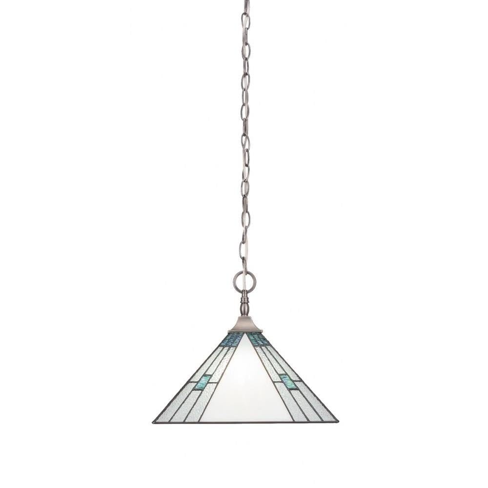 Toltec Lighting Chain/Square 1 Light Pendant in Brushed Nickel (12-BN-953)