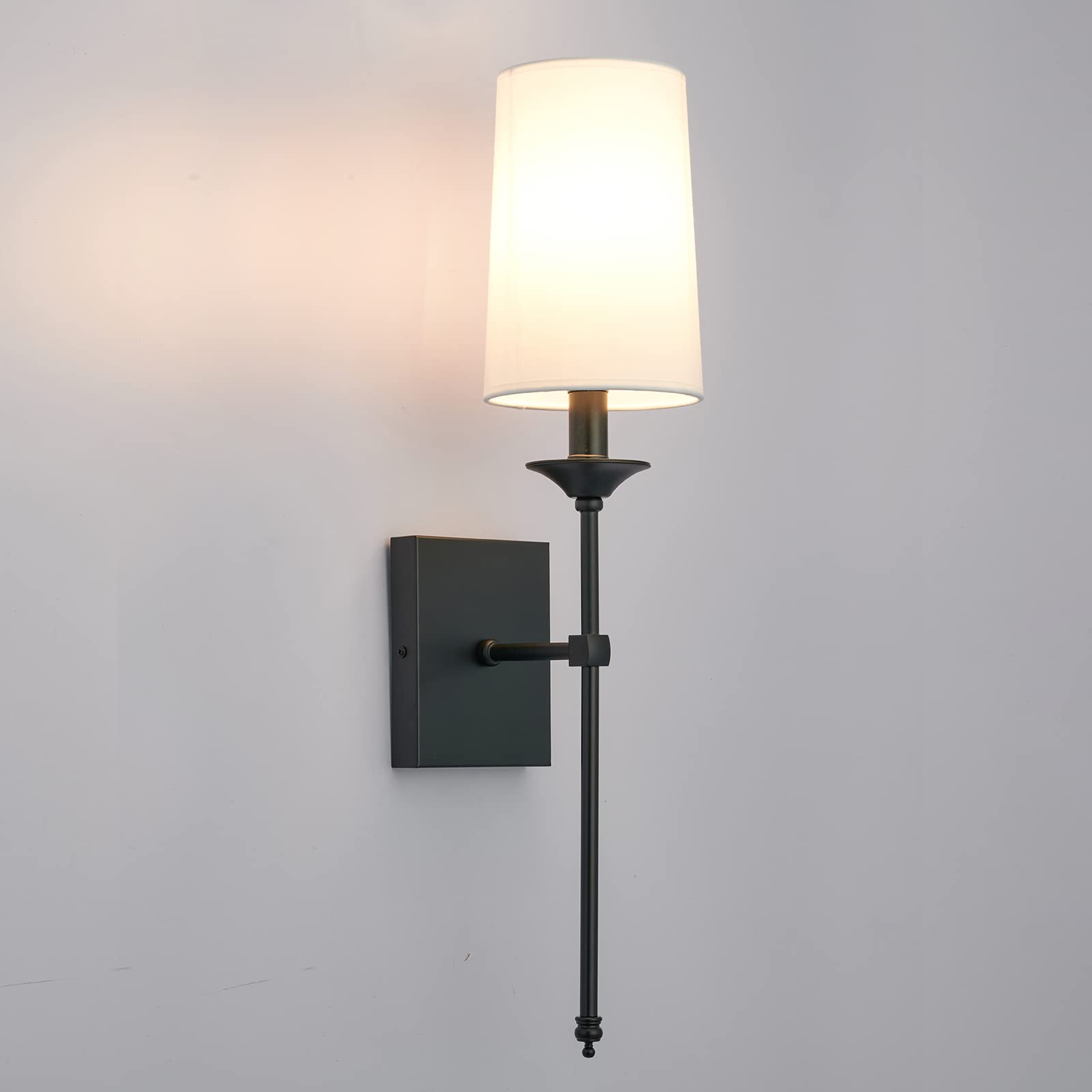 Terleenart Hardwired Wall Sconces Set Of 2, Mid Century Candlestick Style Wall Mounted Sconce With Pure White Cylindrical Shade