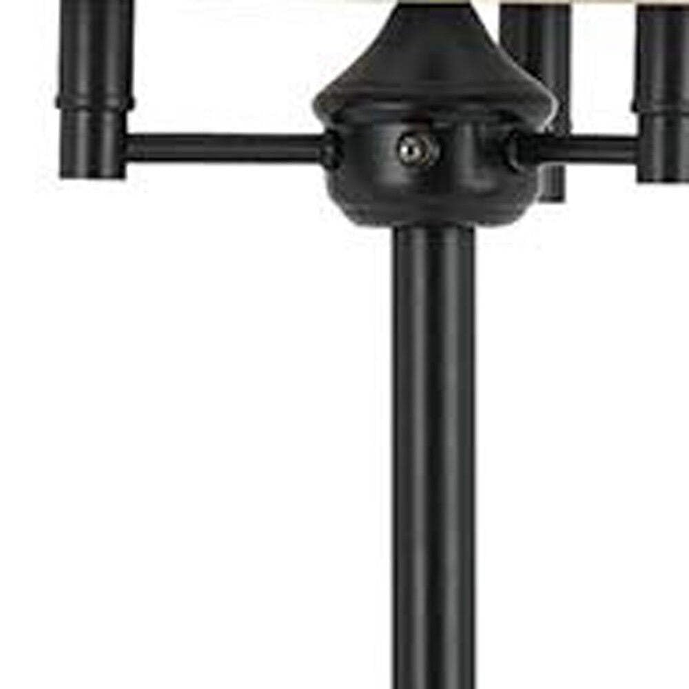 HomeRoots Four Light Floor Lamp, Metal, Traditional Style, 62 in., Beige Square Shade, Bronze Finish