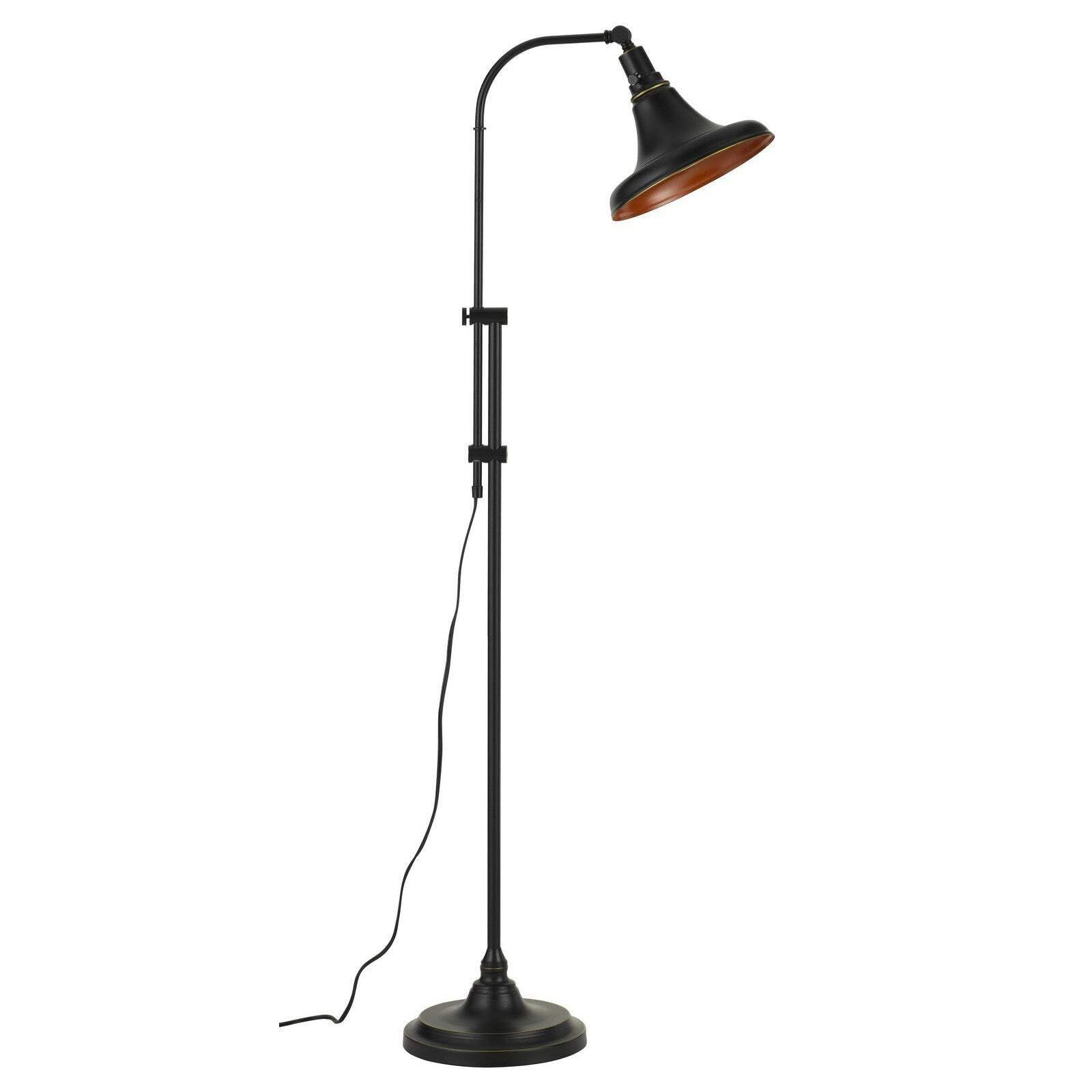 HomeRoots Adjustable Floor Lamp - Traditional 58 in. with Bronze Dome Shade, Metal Construction