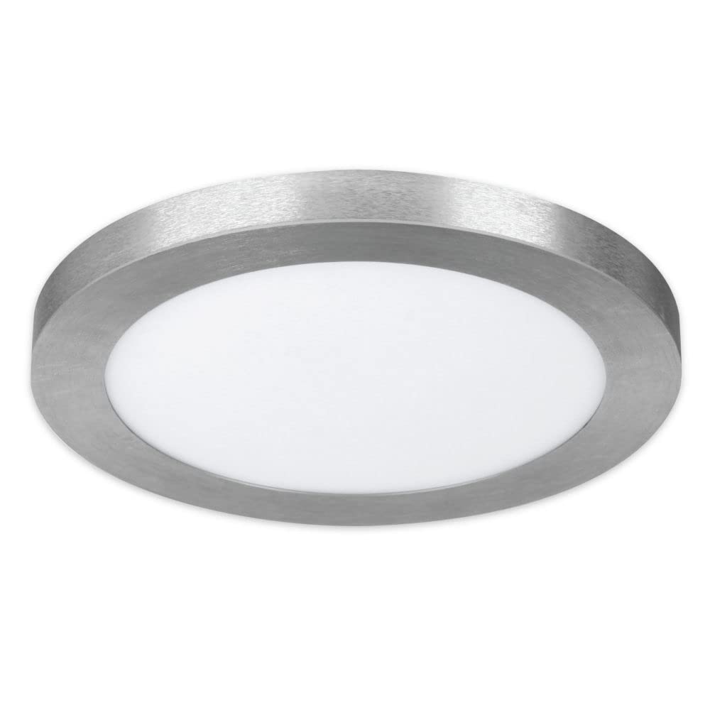 Feit Electric LED Flat Panel Light Fixture, 11 in. x 11 in., Nickel, Model FP11/4WY/NK, Plastic Material