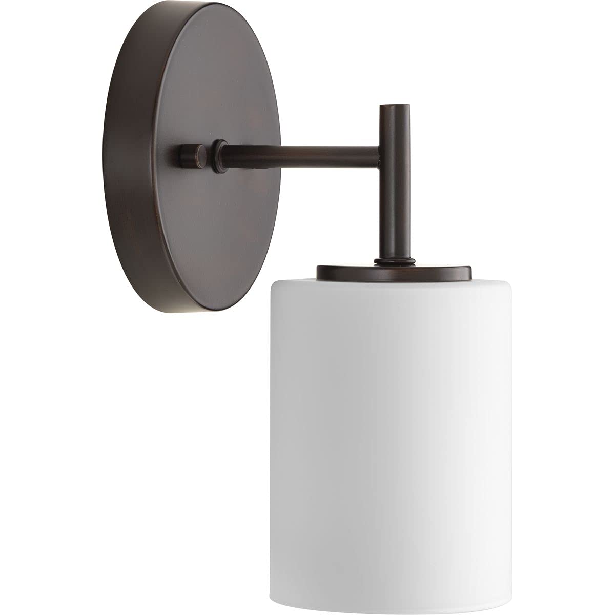 Progress Lighting Replay Collection 1-Light Etched White Glass Modern Bath Vanity Light Antique Bronze