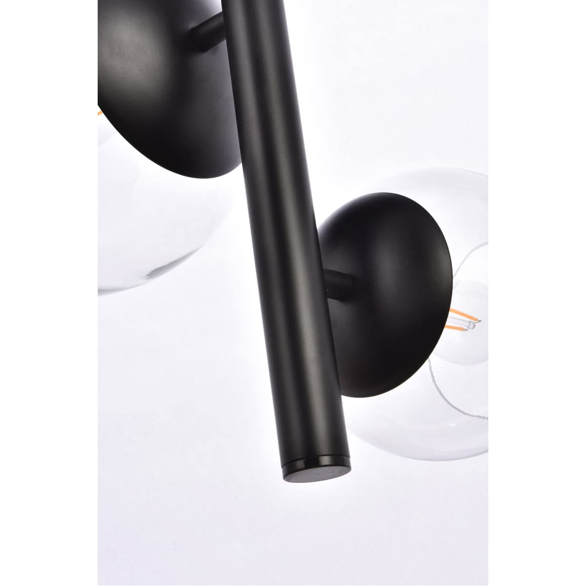 Living District Wells 4-Light Mid-Century Metal Pendant in Black and Clear