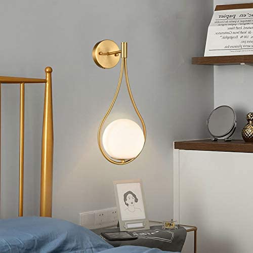 HOLKIRT Mid-Century Modern Wall Sconces Brass 2 Pack Glass Vanity Light Fixture B3070BU