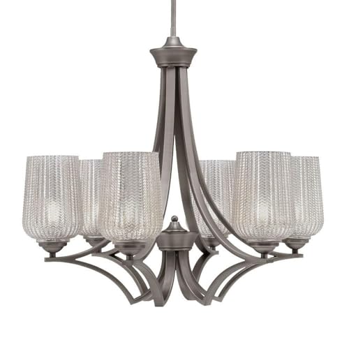 Toltec Lighting 566-Gp-4253 Zilo - 6 Light Uplight Chandelier-23 Inches Tall And 25.75 Inches Wide, Finish Color: Graphite, Glass Color: Silver Textured