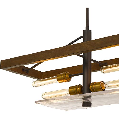 Cal Craiova 60W X 6 Pine Wood Island Chandelier With Hand Crafted Glass (Edison Bulbs Not Included) (Model: Fx-3701-6)