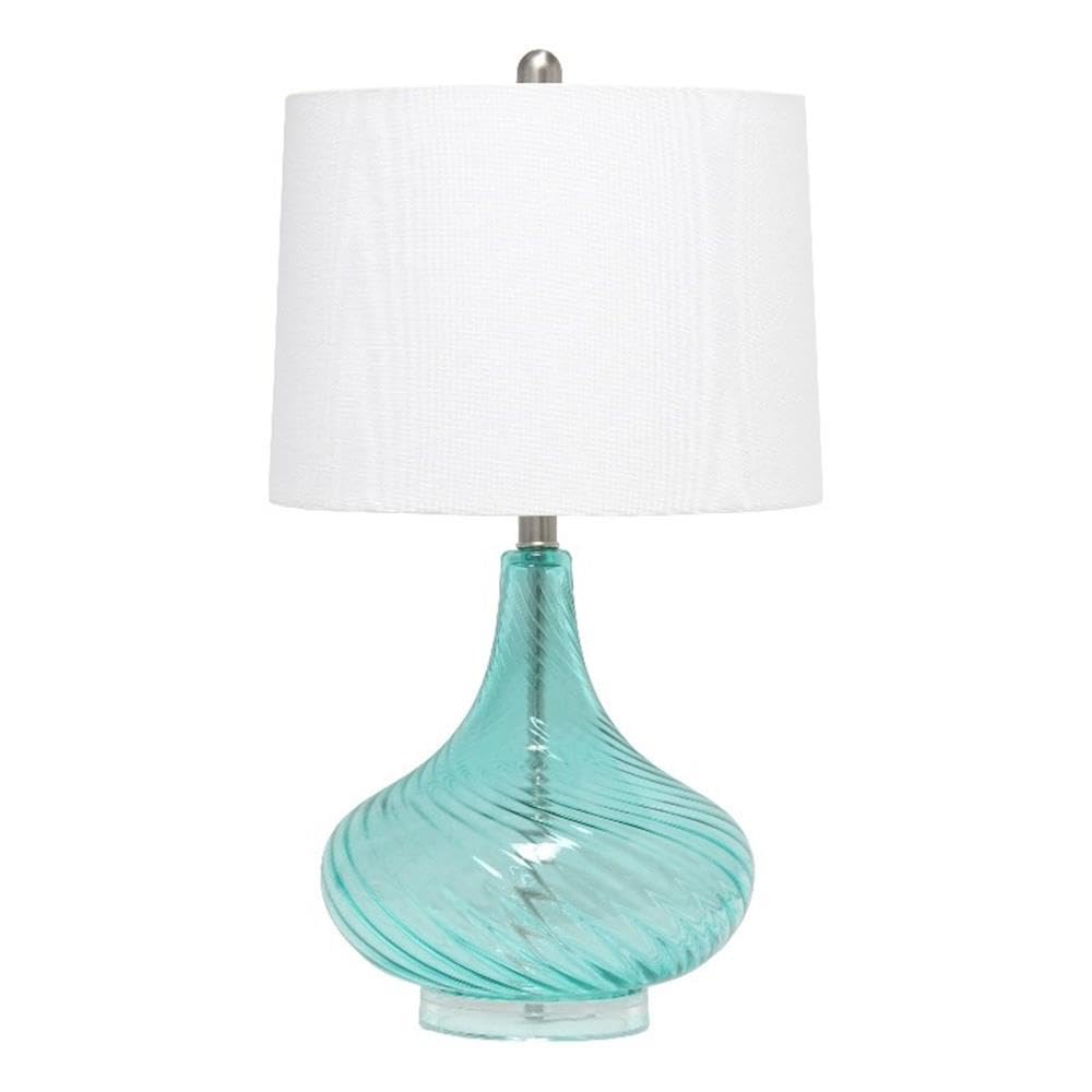 All The Rages 24&quot; Light Blue Wavy Glass Table Lamp - Contemporary Home Decor Accent
