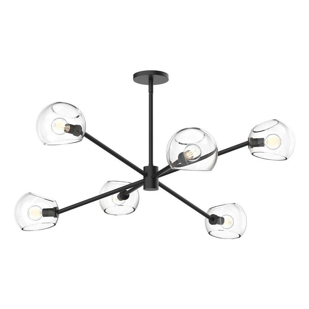 Alora Mood Willow 37 Chandelier | Matte Black Finish | Clear Glass Shades | Classic Decorative Ceiling Light | Made of Steel and