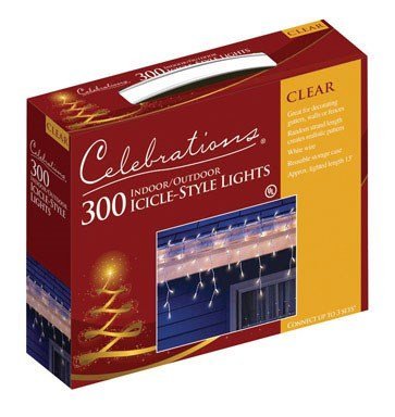 ACE TRADING - WEC Celebrations Incandescent Icicle Light Set Clear 17 ft. 300 Lights