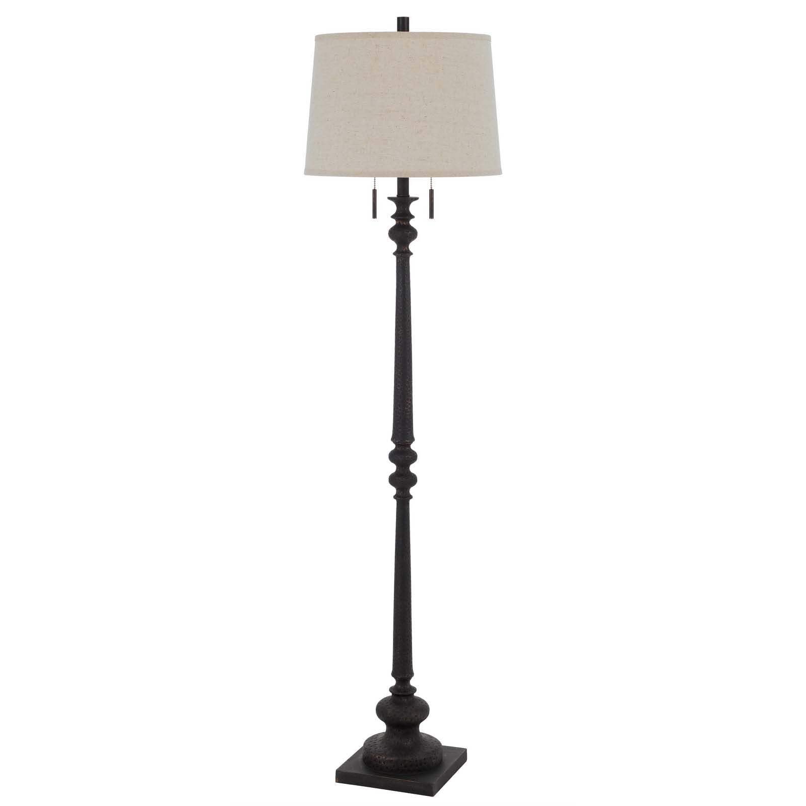 HomeRoots Traditional Floor Lamp, 63 in. Height, Rusted Finish, Two Light, Beige Square Shade