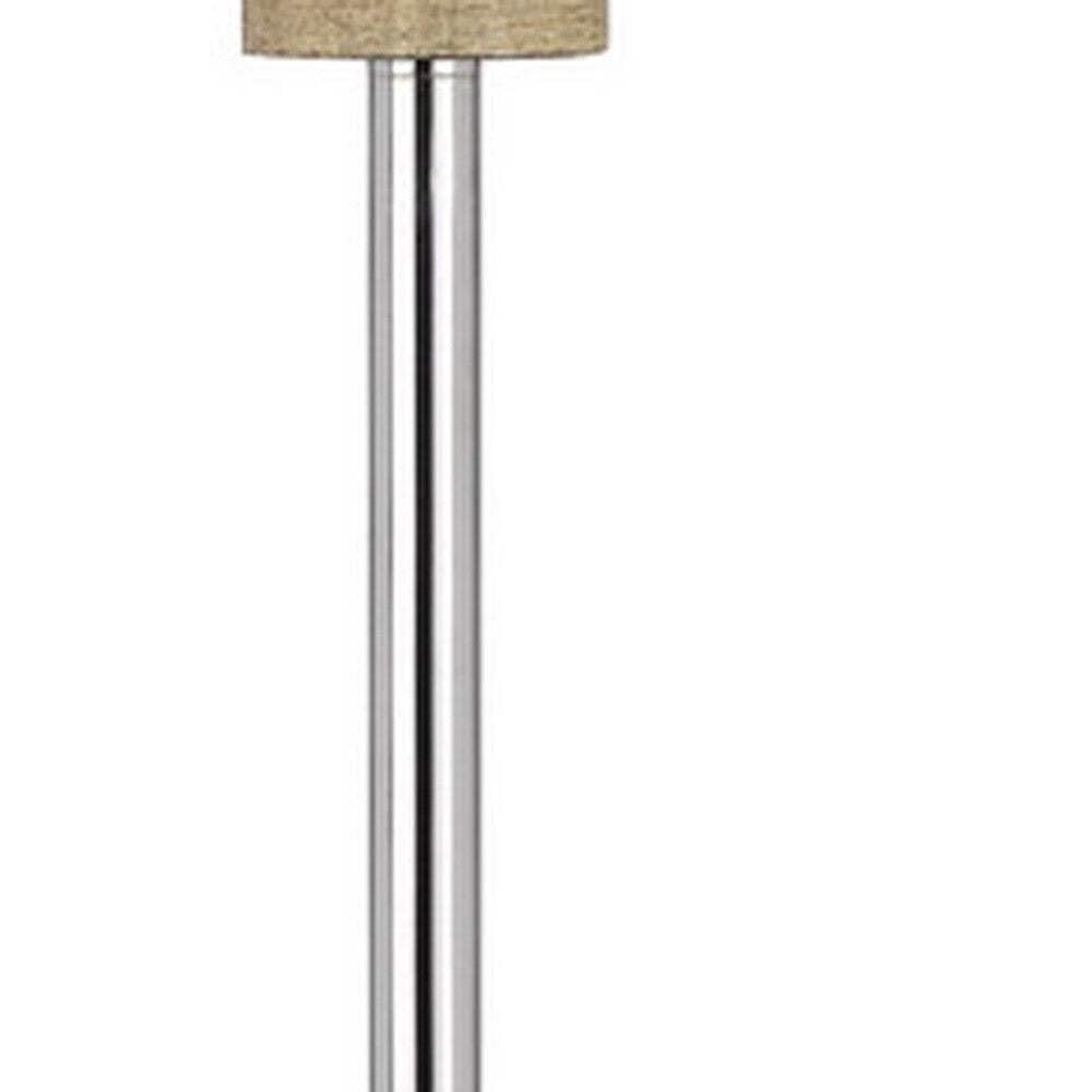Homeroots Chrome Traditional Floor Lamp - 61 In. Tall With White Square Shade - Metal Construction