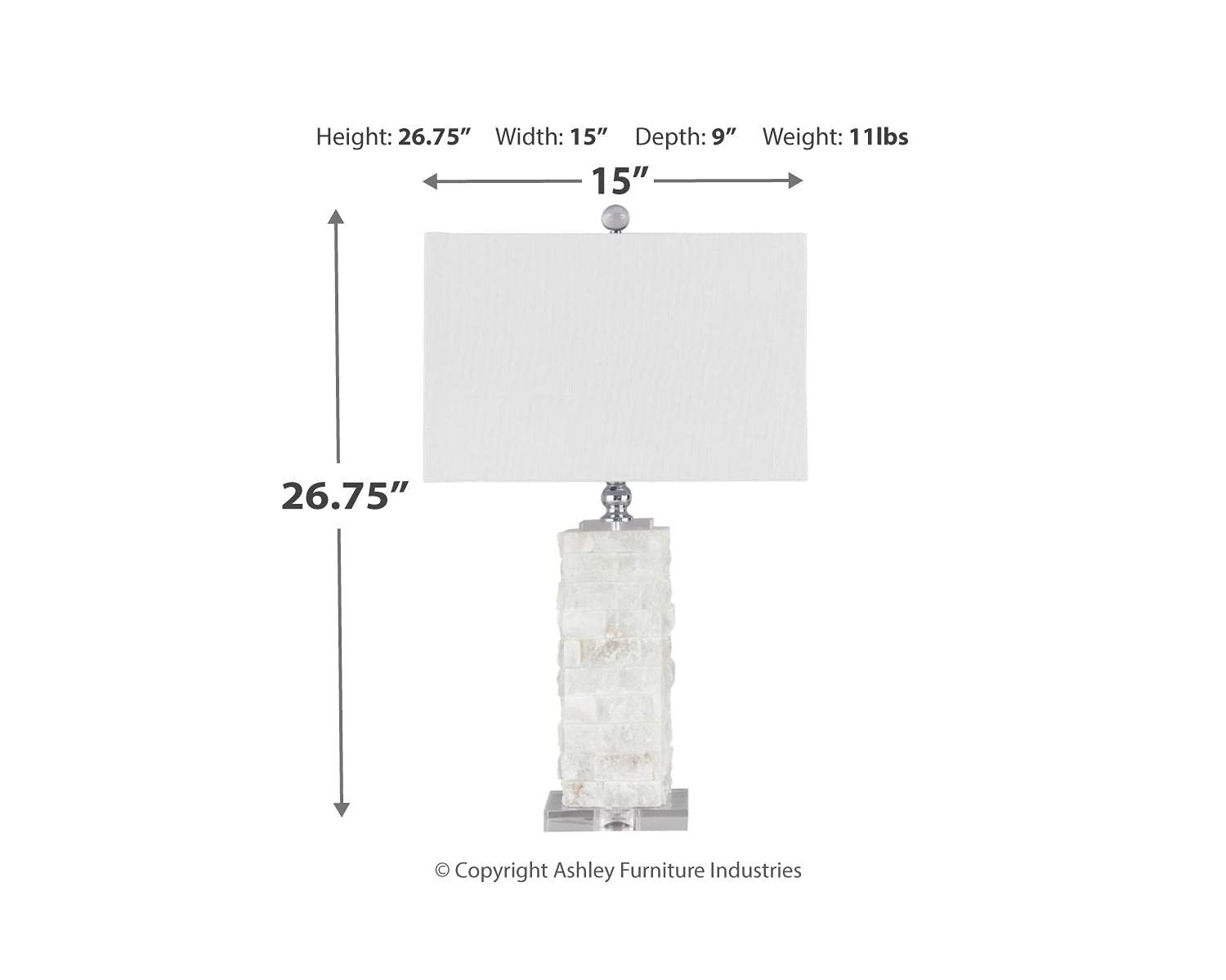Signature Design by Ashley Table Lamp, 27in Alabaster & Acrylic, White, Model L429014
