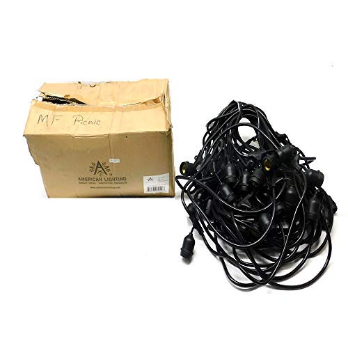 American Lighting Ls-Ms-24-100-Bk Commercial Grade Light String With 50-Sockets, Medium Base Suspended, 100-Feet, Black