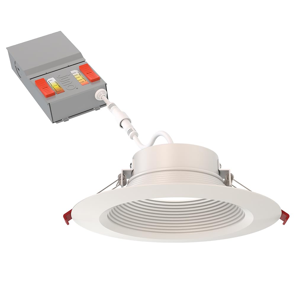 Juno WF6 Dreg B ALO20 SWW5 90CRI MW M6 Canless Wafer Recessed LED Downlight, Deep Regressed Baffled Trim Style, 6-Inch, Matte Wh