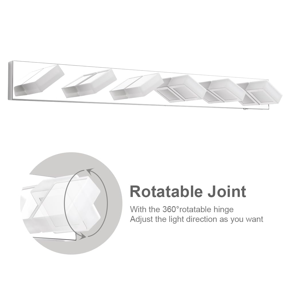 Ralbay Bathroom Vanity Lights, 6 Dimmable LED Fixtures, 40.4 inch, Chrome, 5 Color Temperature, Stainless Steel, Model 8590