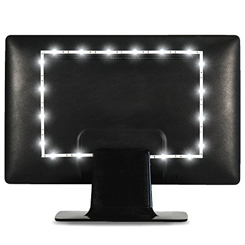 Luminoodle Bias Lighting  Backlight Kit For Monitors Up To 24 - Usb Led Light Strip - Computer Monitor Backlight - True White Adhesive Strip - White - Small (