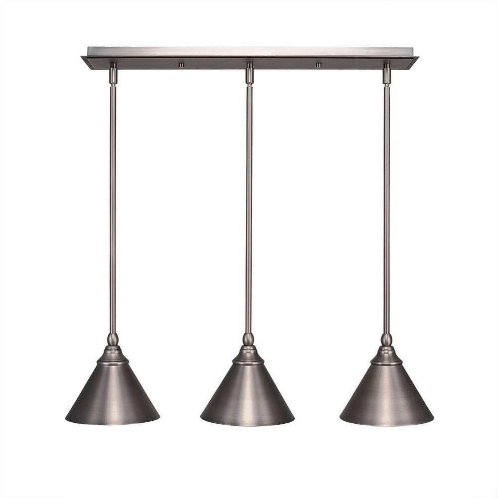 Toltec Lighting 25-Bn-421 3 Light Multi-Light Mini Hang Straight Swivel Pendant With Beehive Metal Shade, 7&quot;, Brushed Nickel