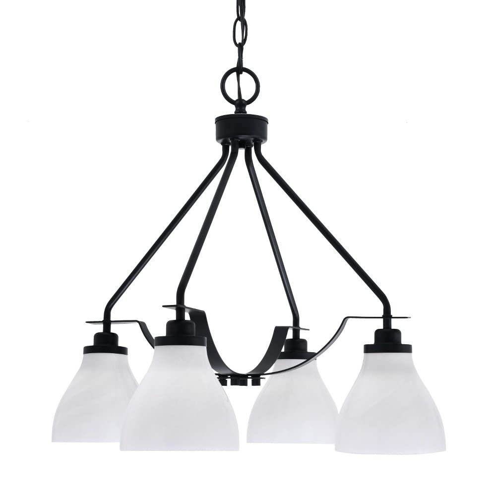 Toltec Lighting 2604-Mb-4761 Odyssey - 3 Light Downlight Chandelier-22.25 Inches Tall And 18 Inches Wide, Finish Color: Matte Black, Glass Color: White Marble
