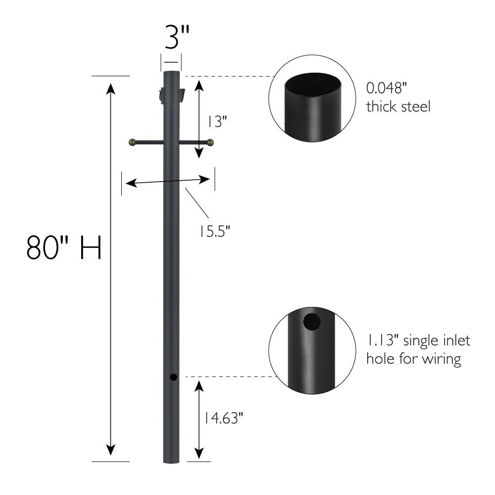 Design House Traditional Outdoor Lamp Post With Plastic Cross Arm - Direct Burial Installation - Built-In Outlet And Dusk To Daw