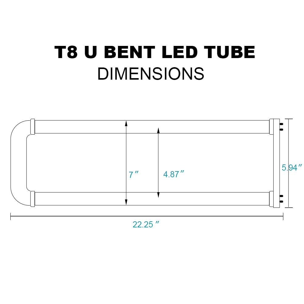 Romwish U Shaped Led Tube Lights, T8 T12, 18W(40W Equiv.), 6000K Super Bright, 2400Lm, Fluorescent Light Tube Replacement, Balla
