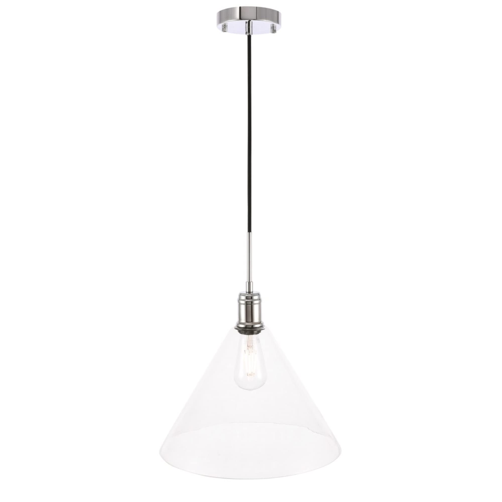 Living District Hugh 1 Light Chrome And Clear Glass Pendant