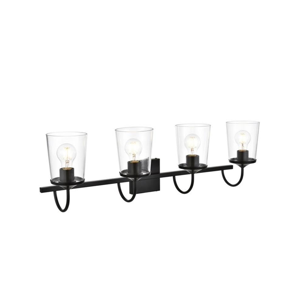 Living District Avani 4-Light Iron & Glass Bath Sconce in Black and Clear