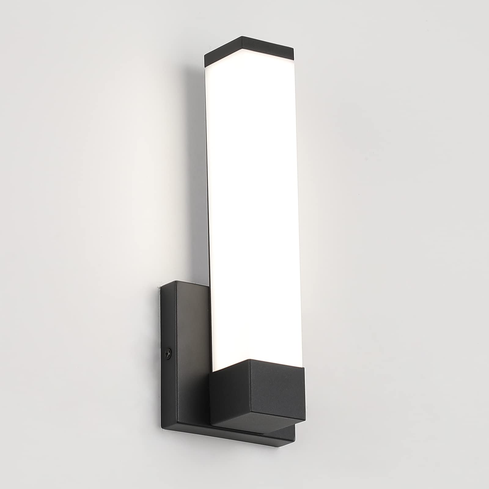 7Degobii Dimmable Wall Lights for Bedroom Modern Black Indoor LED Hallway Sconces Corner Light 12 Inch Height 12W 4000K Bedside 