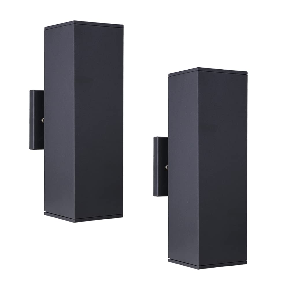 Cerdeco Aluminum Modern Outdoor Wall Light, Up Down Fixtures, Matte Black, 2 Pack, UL Listed, Model 51680TZ