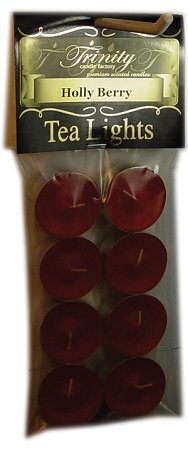 Trinity Candle Factory Tea Light Candles - 8 Pack, Christmas Red, Paraffin Wax, Model tl228