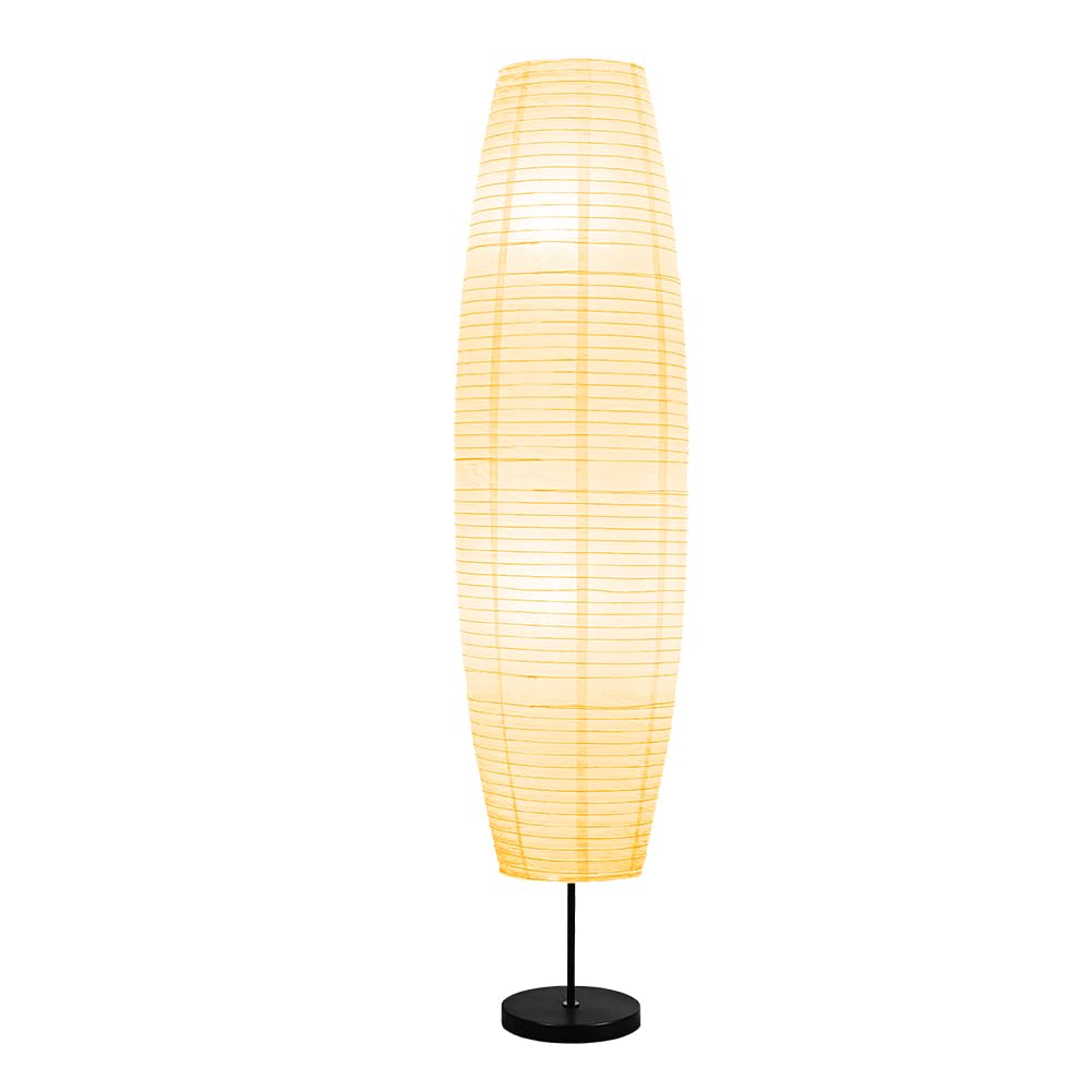 Fosinz Beige Paper & Stainless Steel Floor Lamp For Living Room, Bedroom, Dorm Room, Office, Coffee, College Dorm, Cafe, Bookcas