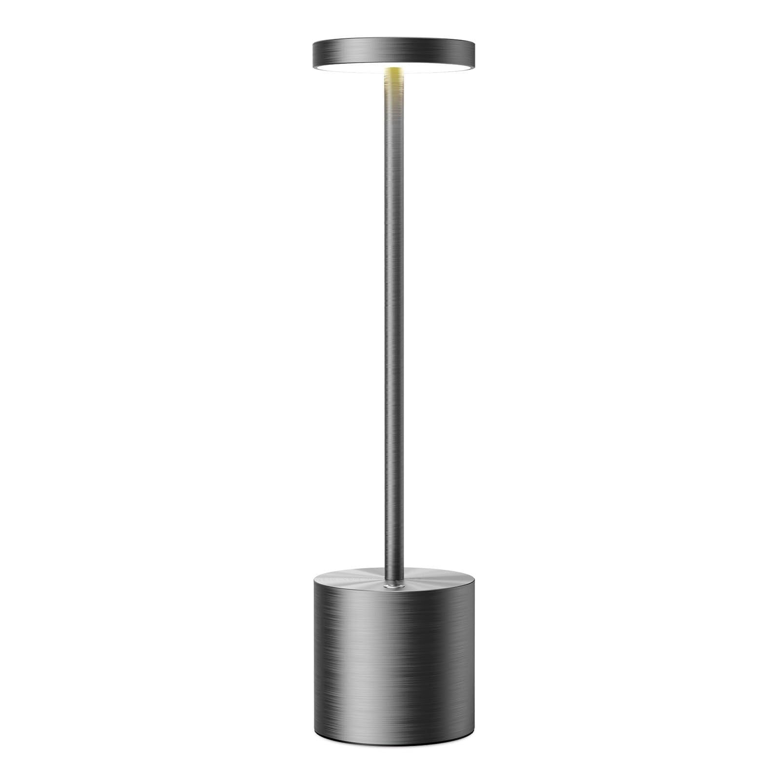 SAKRINGT Cordless Table Lamp, Rechargeable 6000mAh LED Light, Aluminum, Grey, Model S801