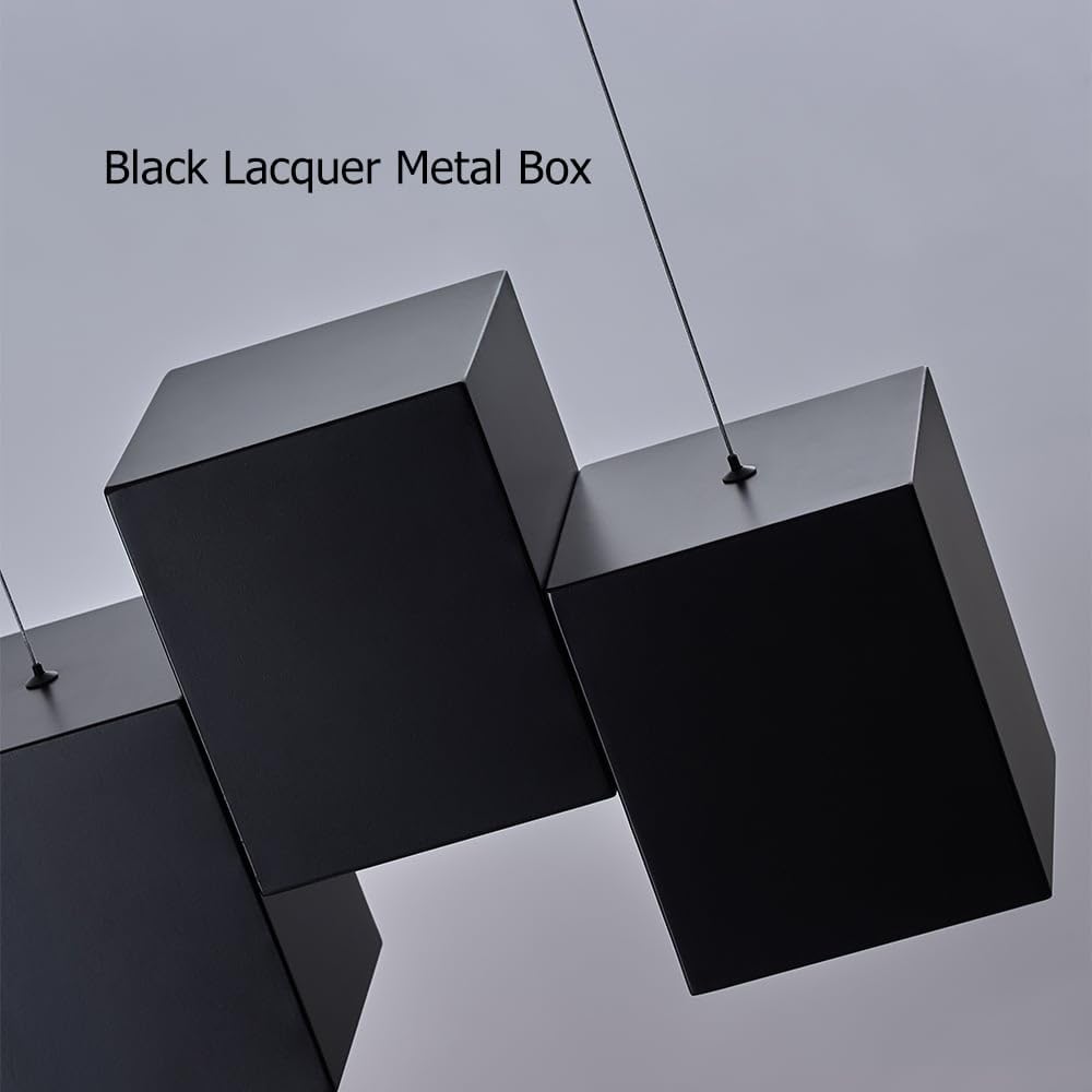 Buluxe Modern Black Kitchen Island Lighting, Linear Chandeliers For Dining Room 6-Light Square Ceiling Hanging Pendant Light