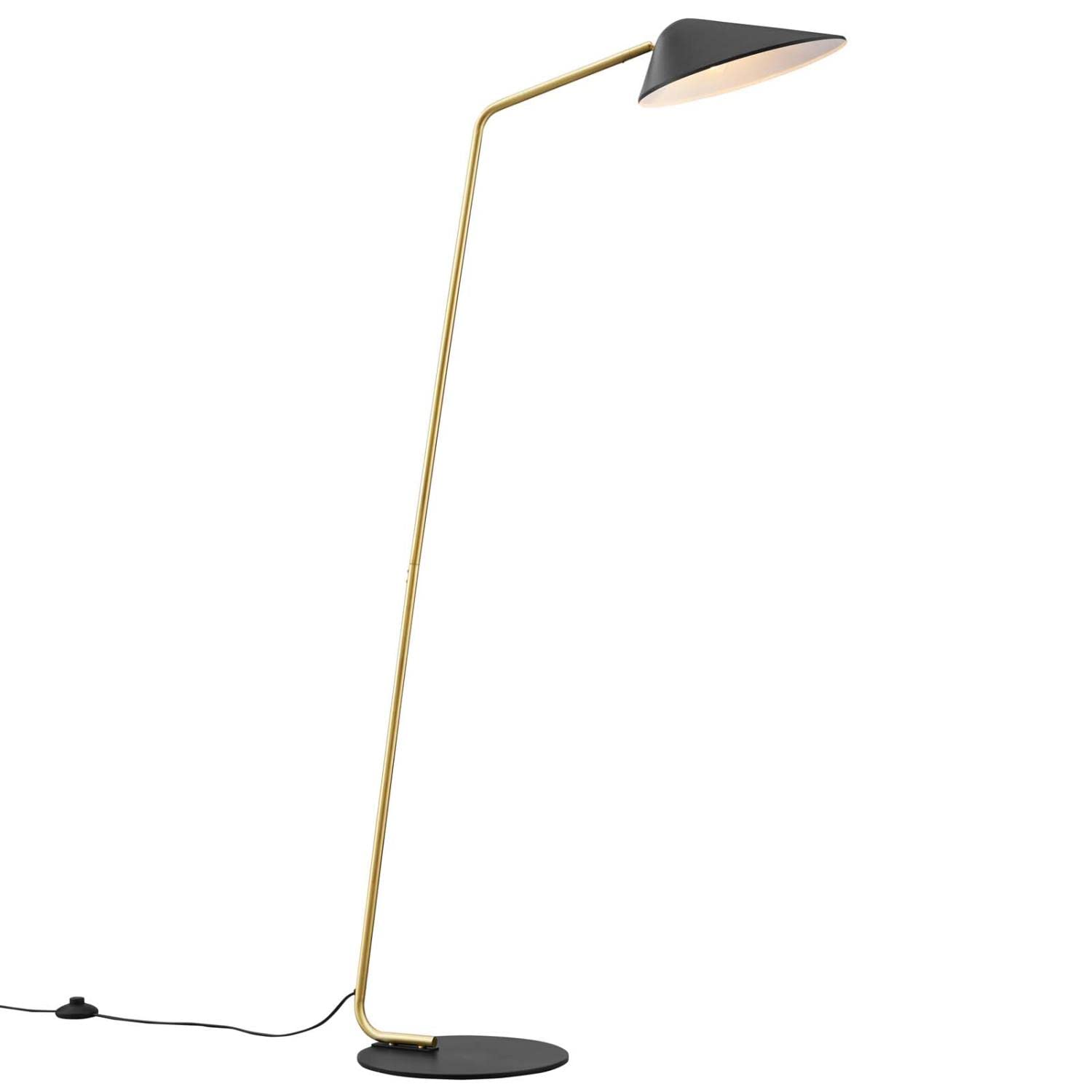 Modway Journey 1-Light Modern Metal Standing Floor Lamp in Black/Brass