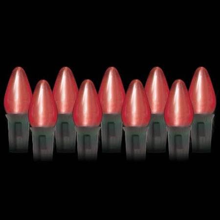 Vickerman C9 Twinkle Transparent Plastic LED Red Dimmable Bulb, E17 Nickel Base, 25 per Bag