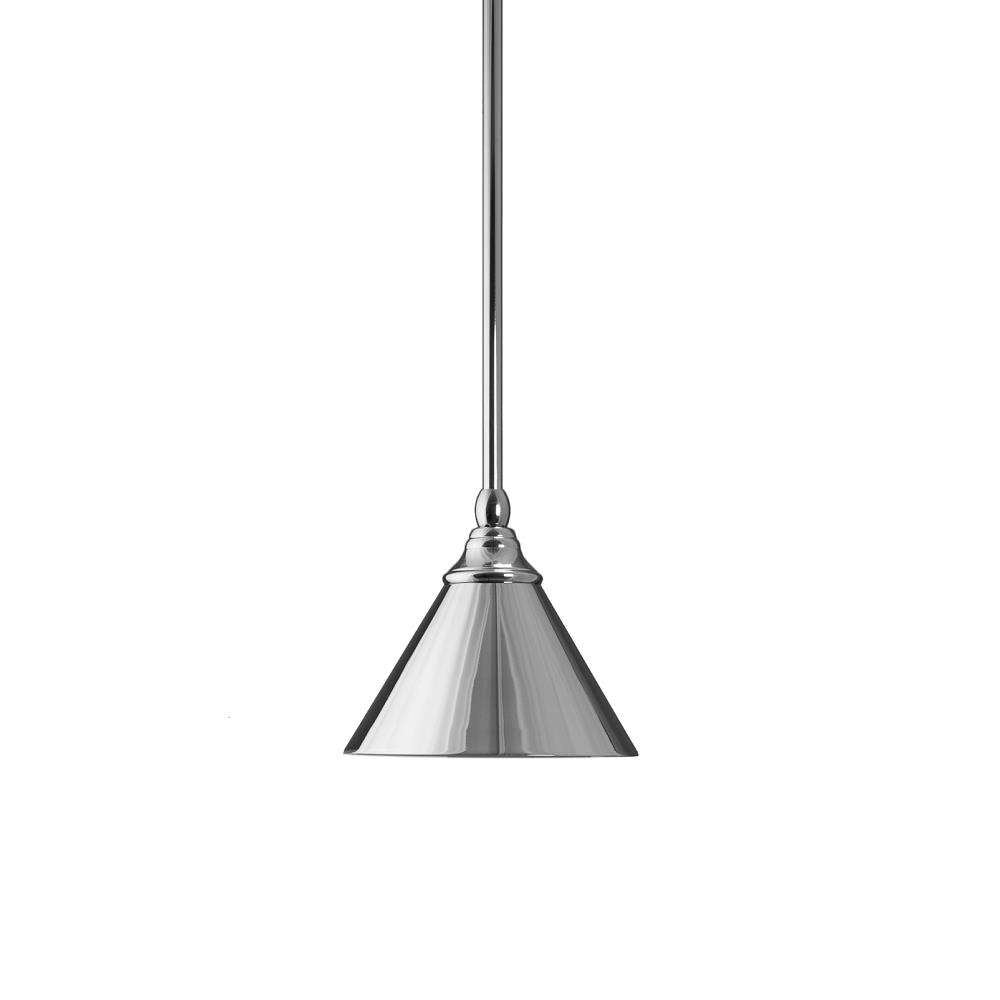 Toltec Lighting 23-Ch-421 Stem Mini Pendant With Hang Straight Swivel With 7&quot; Chrome Cone Metal Shade, Chrome Finish