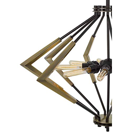 Cal Lighting FX-3709-9 Nine Light Chandelier, Antique Brass/Black, Metal, 38 inches