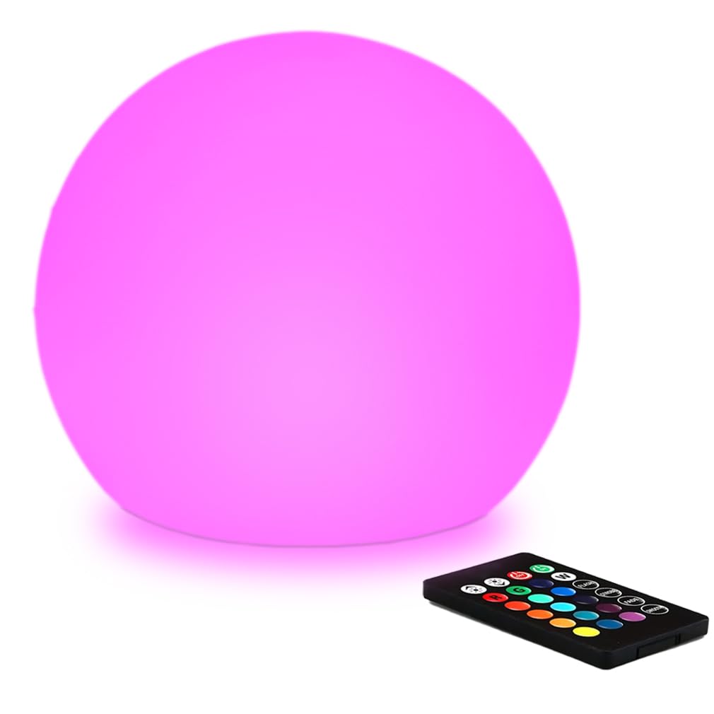 8-in LED Glowing Ball Light for Kid, 16 RGB Color Changing Globe Orb Night Light Mood Lamp w/Remote, Rechargeable Light Up Ball 