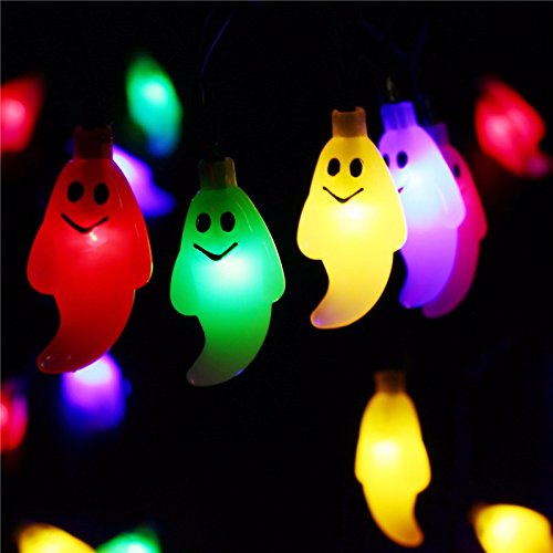 Hann Solar LED String Lights, 30LED Waterproof Crystal Ball, Cute Ghost, Yellow, Model HA-001