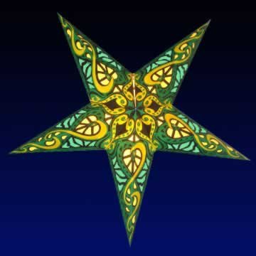 Whirled Planet Celtic Green Paper Star Lantern - 24" Wide, Elegant Design