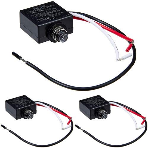 Four-Bros Lighting 120V Dusk to Dawn Photocell Light Sensor Switch, Auto On/Off, Clear, Pack of 3, for Fluorescent, Incandescent, LED Bulbs