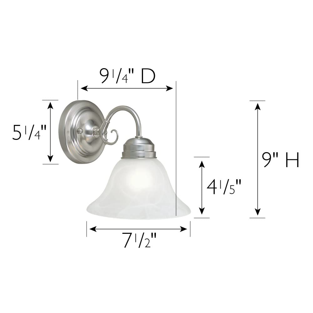 Design House 511618 Millbridge Wall Light Traditional 1-Light Indoor Dimmable Light With Alabaster Glass For Bathroom Hallway Fo